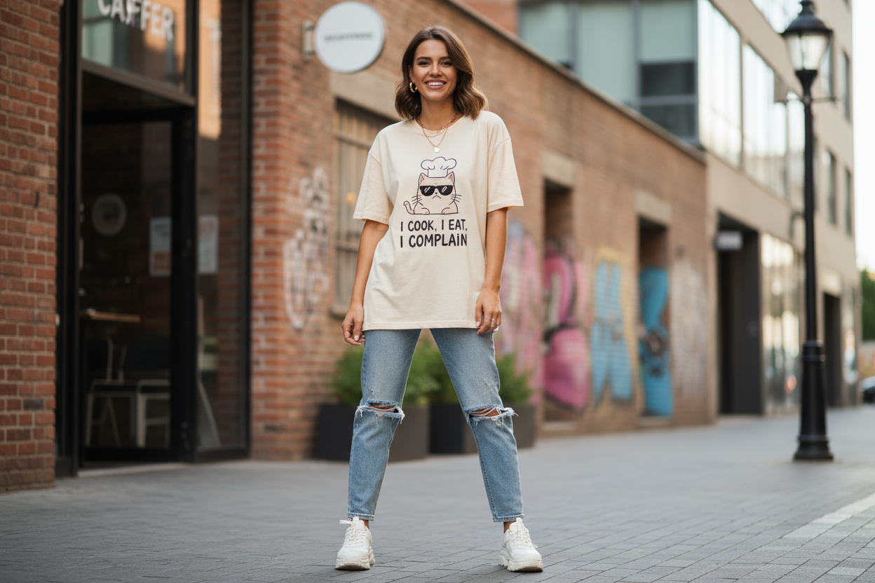 create an image with a woman wearing on of my design from my store